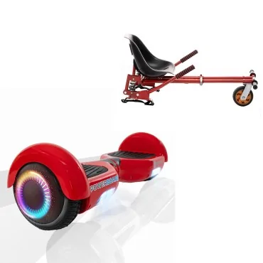 6.5 inch Hoverboard with Suspensions Hoverkart, Regular Red PowerBoard PRO, Extended Range and Red Seat with Double Suspension Set, Smart Balance