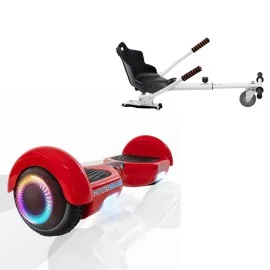 6.5 inch Hoverboard with Standard Hoverkart, Regular Red PowerBoard PRO, Standard Range and White Ergonomic Seat, Smart Balance