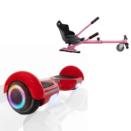 6.5 inch Hoverboard with Standard Hoverkart, Regular Red PowerBoard PRO, Standard Range and Pink Ergonomic Seat, Smart Balance