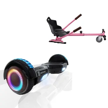 6.5 inch Hoverboard with Standard Hoverkart, Regular Black PRO, Extended Range and Pink Ergonomic Seat, Smart Balance