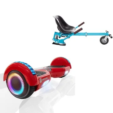 6.5 inch Hoverboard with Suspensions Hoverkart, Regular Red PRO, Extended Range and Blue Seat with Double Suspension Set, Smart Balance