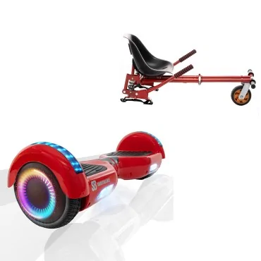6.5 inch Hoverboard with Suspensions Hoverkart, Regular Red PRO, Extended Range and Red Seat with Double Suspension Set, Smart Balance