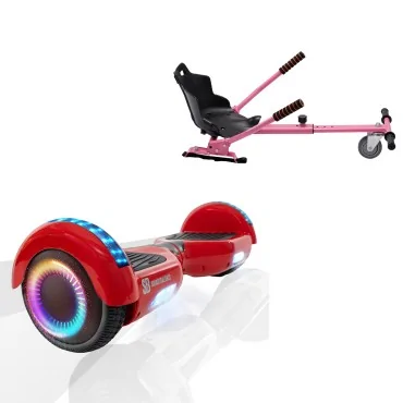6.5 inch Hoverboard with Standard Hoverkart, Regular Red PRO, Standard Range and Pink Ergonomic Seat, Smart Balance