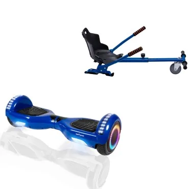 6.5 inch Hoverboard with Standard Hoverkart, Regular Blue PRO, Extended Range and Blue Ergonomic Seat, Smart Balance