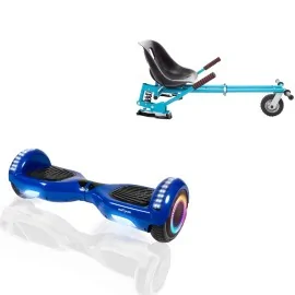 6.5 inch Hoverboard with Suspensions Hoverkart, Regular Blue PRO, Extended Range and Blue Seat with Double Suspension Set, Smart Balance