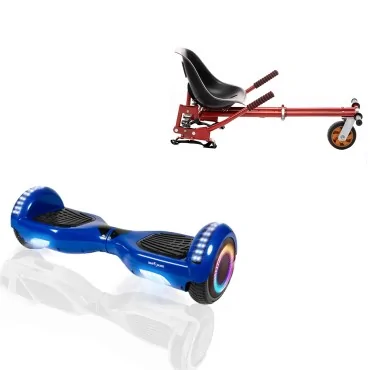 6.5 inch Hoverboard with Suspensions Hoverkart, Regular Blue PRO, Extended Range and Red Seat with Double Suspension Set, Smart Balance