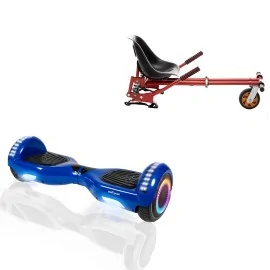 6.5 inch Hoverboard with Suspensions Hoverkart, Regular Blue PRO, Standard Range and Red Seat with Double Suspension Set, Smart Balance