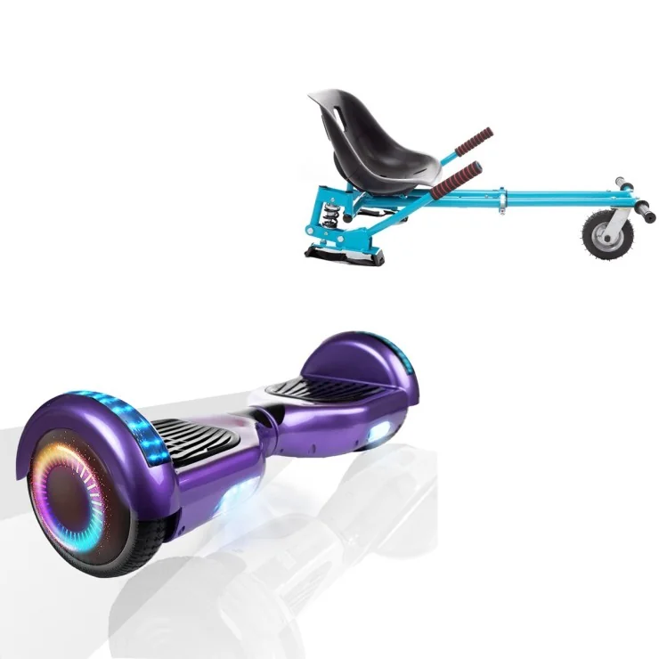 6.5 inch Hoverboard met Schokdempers Hoverkart, Regular Purple PRO, Verlengde Afstand en Blauw Hoverkart met Schokdempers, Smart Balance