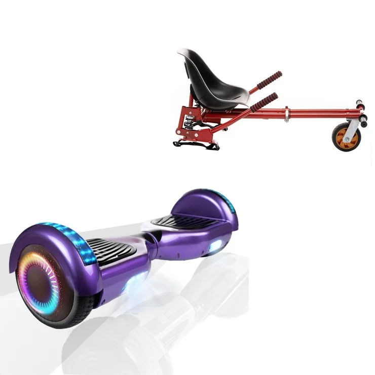 6.5 inch Hoverboard met Schokdempers Hoverkart, Regular Purple PRO, Verlengde Afstand en Rood Hoverkart met Schokdempers, Smart Balance