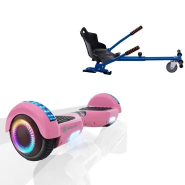 6.5 inch Hoverboard with Standard Hoverkart, Regular Pink PRO, Extended Range and Blue Ergonomic Seat, Smart Balance