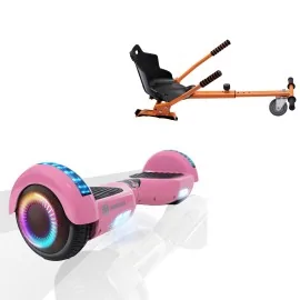 Paket Hoverboard Standard Go Kart 6.5 tums, Regular Pink PRO, Lång Räckvidd och Orange Hoverkart, Smart Balance