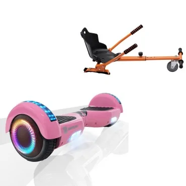 6.5 inch Hoverboard with Standard Hoverkart, Regular Pink PRO, Extended Range and Orange Ergonomic Seat, Smart Balance