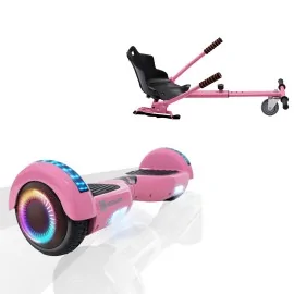 6.5 inch Hoverboard with Standard Hoverkart, Regular Pink PRO, Extended Range and Pink Ergonomic Seat, Smart Balance