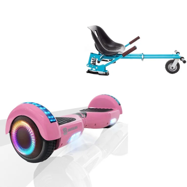 Hoverboard 6.5 Pouces et Hoverkart avec Amortisseurs, Regular Pink PRO, Grande Autonomie et Hoverkart Bleu avec Amortisseurs, Smart Balance