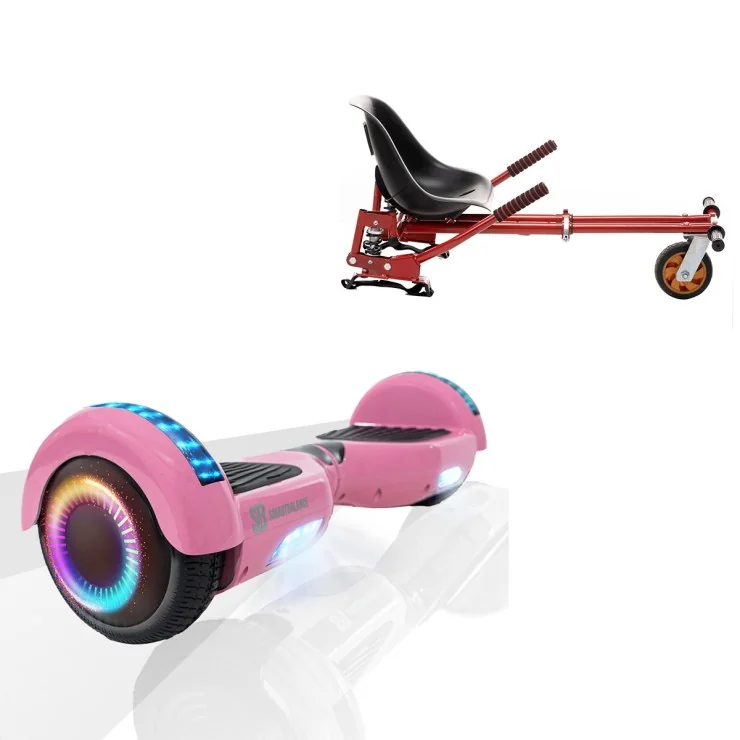 6.5 inch Hoverboard met Schokdempers Hoverkart, Regular Pink PRO, Verlengde Afstand en Rood Hoverkart met Schokdempers, Smart Balance