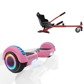 6.5 inch Hoverboard with Standard Hoverkart, Regular Pink PRO, Standard Range and Red Ergonomic Seat, Smart Balance