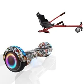 6.5 inch Hoverboard with Standard Hoverkart, Regular Tattoo PRO, Extended Range and Red Ergonomic Seat, Smart Balance