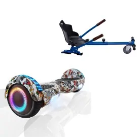 6.5 inch Hoverboard with Standard Hoverkart, Regular Tattoo PRO, Extended Range and Blue Ergonomic Seat, Smart Balance