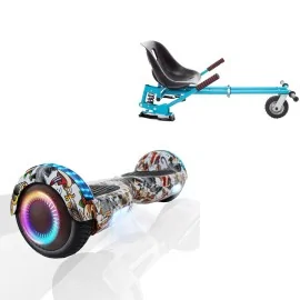 6.5 inch Hoverboard with Suspensions Hoverkart, Regular Tattoo PRO, Extended Range and Blue Seat with Double Suspension Set, Smart Balance