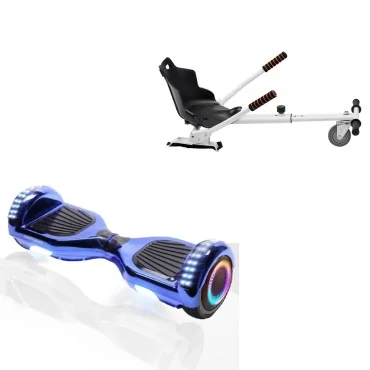 6.5 inch Hoverboard with Standard Hoverkart, Regular ElectroBlue PRO, Extended Range and White Ergonomic Seat, Smart Balance