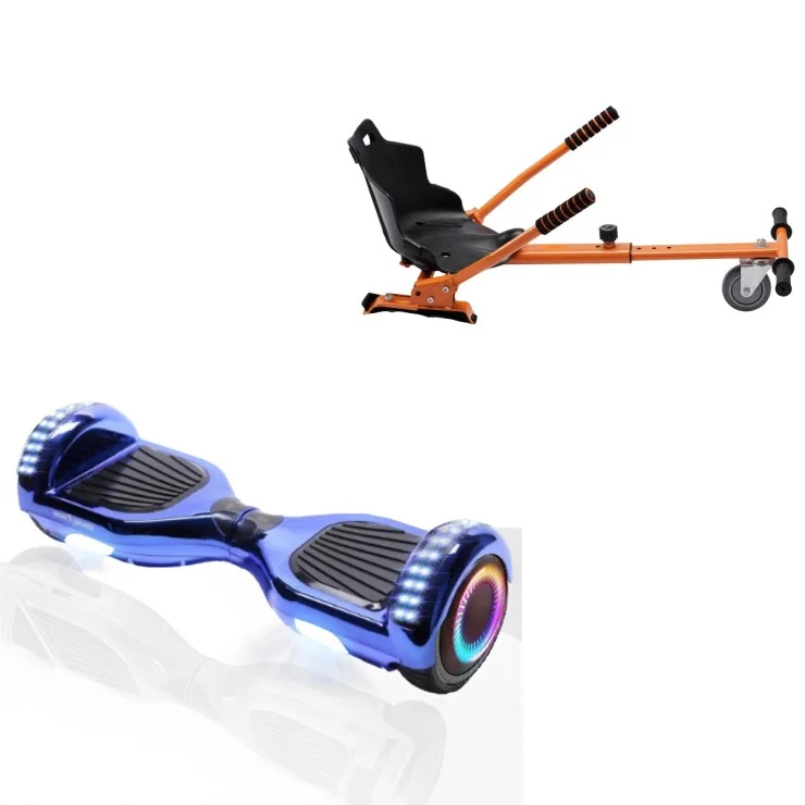 6.5 inch Hoverboard met Standaard Hoverkart, Regular ElectroBlue PRO, Verlengde Afstand en Oranje Hoverkart, Smart Balance