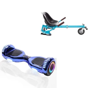 6.5 inch Hoverboard with Suspensions Hoverkart, Regular ElectroBlue PRO, Extended Range and Blue Seat with Double Suspension Set, Smart Balance
