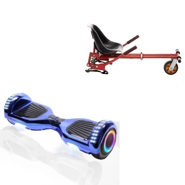 6.5 inch Hoverboard with Suspensions Hoverkart, Regular ElectroBlue PRO, Extended Range and Red Seat with Double Suspension Set, Smart Balance