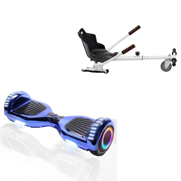 6.5 inch Hoverboard met Standaard Hoverkart, Regular ElectroBlue PRO, Standard Afstand en Wit Hoverkart, Smart Balance