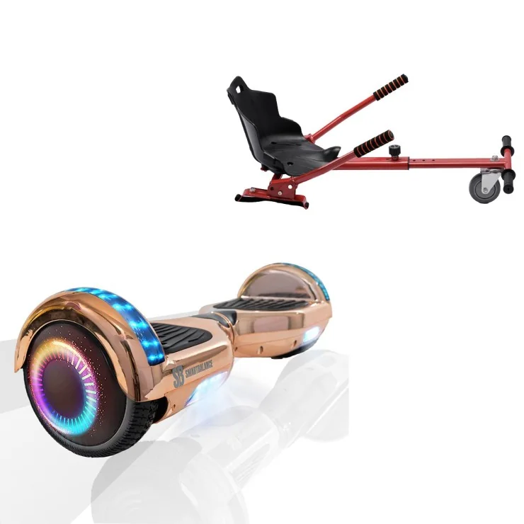 6.5 inch Hoverboard met Standaard Hoverkart, Regular Iron PRO, Verlengde Afstand en Rood Hoverkart, Smart Balance