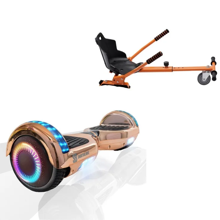 6.5 inch Hoverboard met Standaard Hoverkart, Regular Iron PRO, Verlengde Afstand en Oranje Hoverkart, Smart Balance