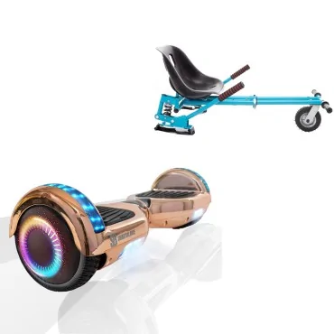 6.5 inch Hoverboard with Suspensions Hoverkart, Regular Iron PRO, Extended Range and Blue Seat with Double Suspension Set, Smart Balance