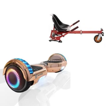 6.5 inch Hoverboard with Suspensions Hoverkart, Regular Iron PRO, Extended Range and Red Seat with Double Suspension Set, Smart Balance