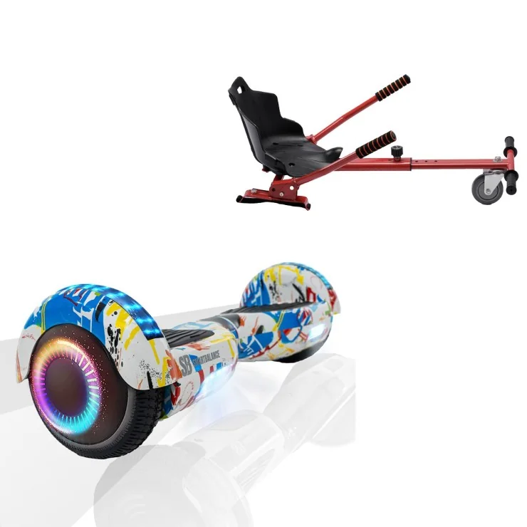 6.5 inch Hoverboard with Standard Hoverkart, Regular Splash PRO, Extended Range and Red Ergonomic Seat, Smart Balance