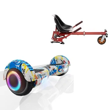 6.5 inch Hoverboard with Suspensions Hoverkart, Regular Splash PRO, Extended Range and Red Seat with Double Suspension Set, Smart Balance