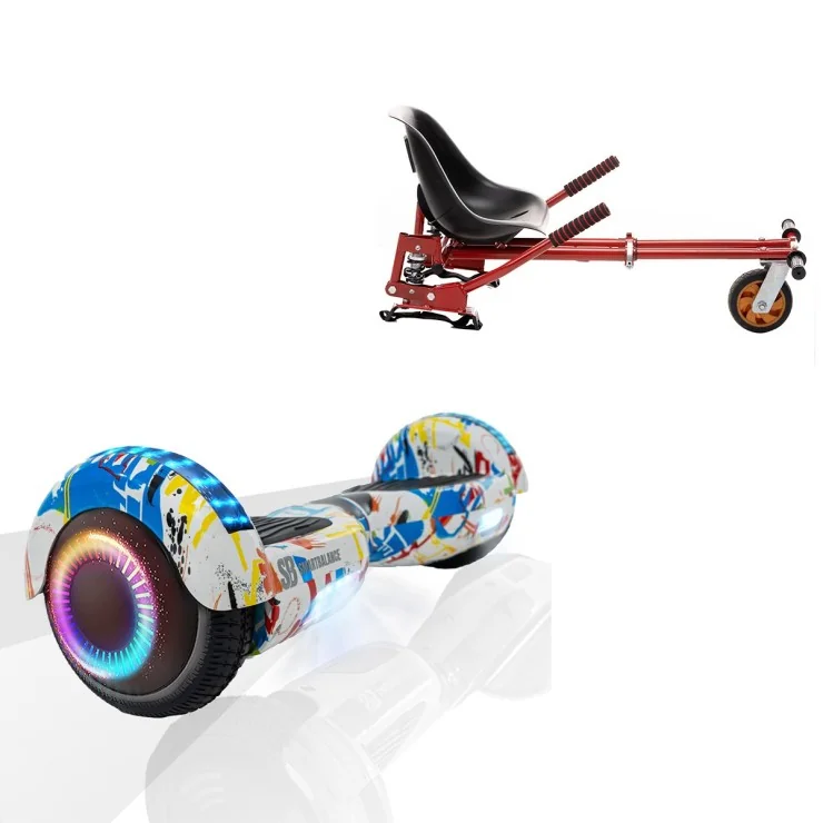 Hoverboard 6.5 Pouces et Hoverkart avec Amortisseurs, Regular Splash PRO, Grande Autonomie et Hoverkart Rouge avec Amortisseurs, Smart Balance