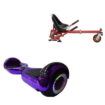 6.5 inch Hoverboard with Suspensions Hoverkart, Regular ElectroPurple PRO, Extended Range and Red Seat with Double Suspension Set, Smart Balance