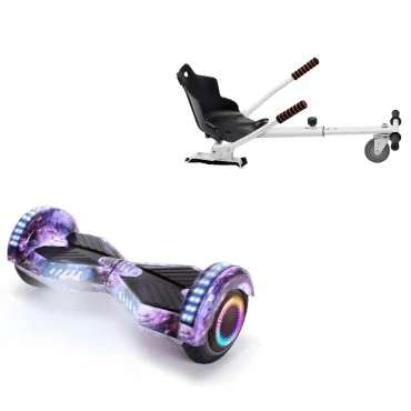 6.5 inch Hoverboard with Standard Hoverkart, Transformers Galaxy PRO, Extended Range and White Ergonomic Seat, Smart Balance