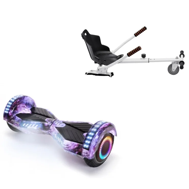 Paket Hoverboard Standard Go Kart 6.5 tums, Transformers Galaxy PRO, Lång Räckvidd och Vit Hoverkart, Smart Balance