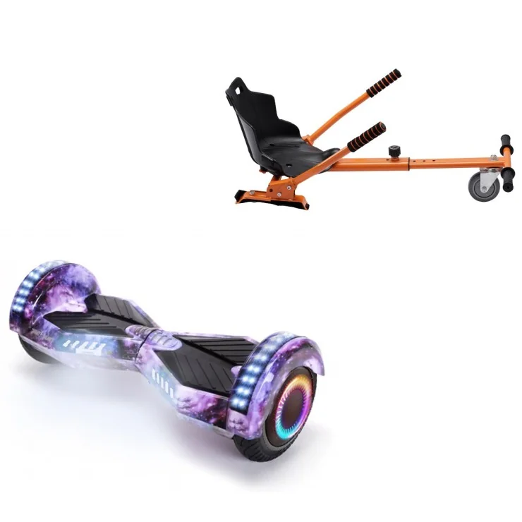 6.5 Zoll Hoverboard mit Standard Sitz, Transformers Galaxy PRO, Maximale Reichweite und Orange Hoverboard Sitz, Smart Balance