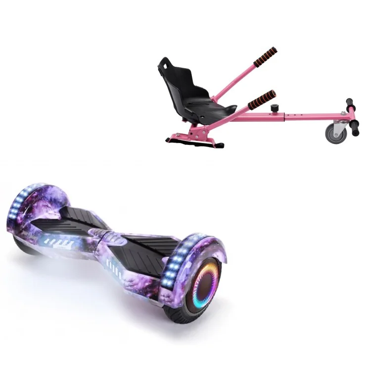 6.5 inch Hoverboard met Standaard Hoverkart, Transformers Galaxy PRO, Verlengde Afstand en Roze Hoverkart, Smart Balance