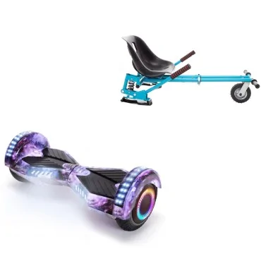 6.5 inch Hoverboard with Suspensions Hoverkart, Transformers Galaxy PRO, Extended Range and Blue Seat with Double Suspension Set, Smart Balance