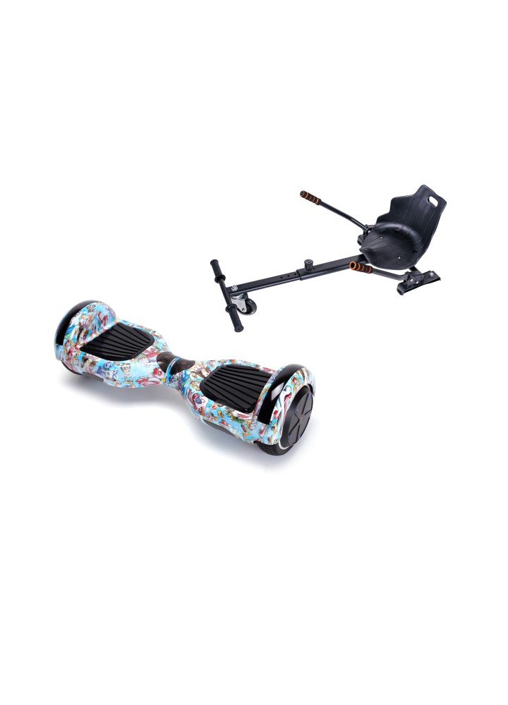 Hoverboard Paket Go-Kart, Smart Balance Regular Clown, 6.5 Zoll, Doppelmotoren 36V, 700 Watt, Bluetooth-Lautsprecher, LED-Leucht