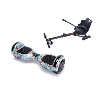 Hoverboard Go-Kart Pack, Smart Balance Regular Clown, 6.5 Tommer, dubbele motoren 36V, 700 Wat, Bluetooth-luidsprekers, LED-ver