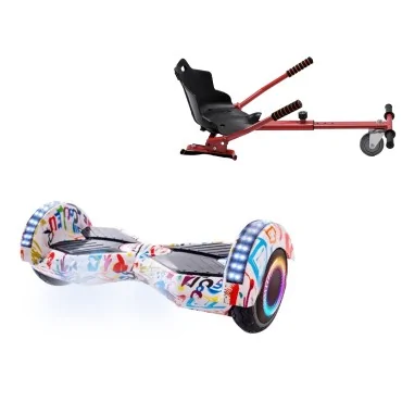 6.5 inch Hoverboard with Standard Hoverkart, Transformers Splash PRO, Extended Range and Red Ergonomic Seat, Smart Balance