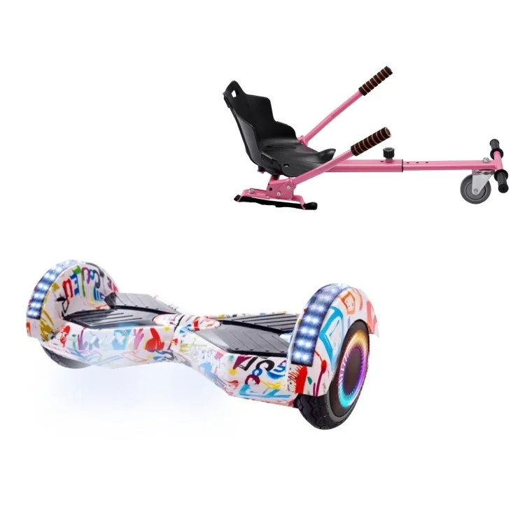 6.5 inch Hoverboard with Standard Hoverkart, Transformers Splash PRO, Extended Range and Pink Ergonomic Seat, Smart Balance