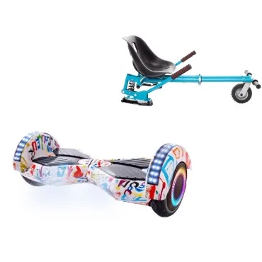 6.5 inch Hoverboard with Suspensions Hoverkart, Transformers Splash PRO, Extended Range and Blue Seat with Double Suspension Set, Smart Balance