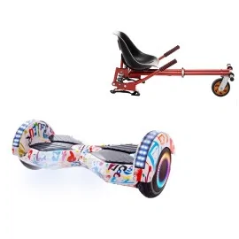 6.5 inch Hoverboard with Suspensions Hoverkart, Transformers Splash PRO, Extended Range and Red Seat with Double Suspension Set, Smart Balance