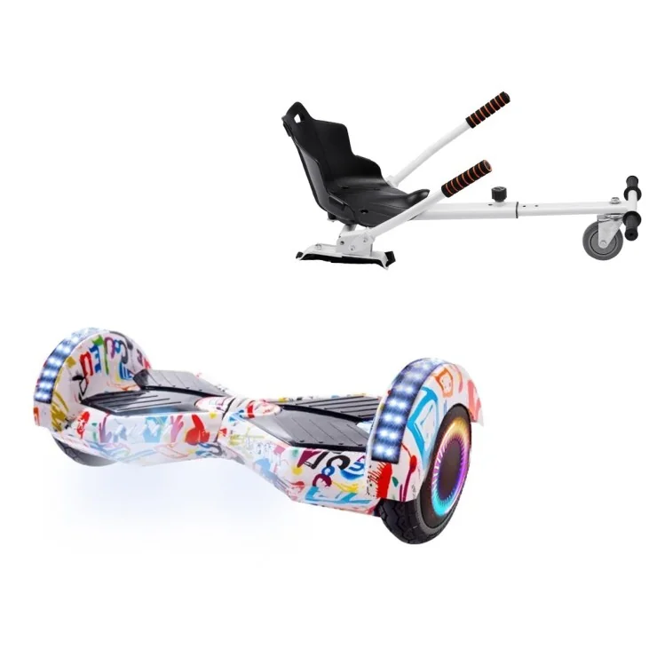 6.5 inch Hoverboard with Standard Hoverkart, Transformers Splash PRO, Standard Range and White Ergonomic Seat, Smart Balance