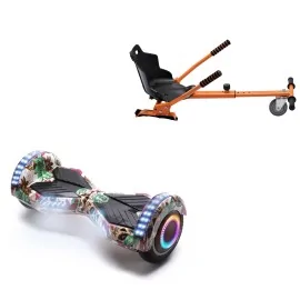 6.5 inch Hoverboard met Standaard Hoverkart, Transformers SkullColor PRO, Verlengde Afstand en Oranje Hoverkart, Smart Balance