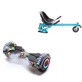 Paket Hoverboard Go Kart med Stötdämpare, 6.5 tums, Transformers SkullColor PRO, Lång Räckvidd och Blå Hoverkart med Stötdämpare, Smart Balance